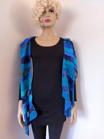 Sjaal viscose combi blauw