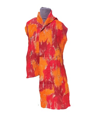 Zijde wol sjaal - oranje rood
