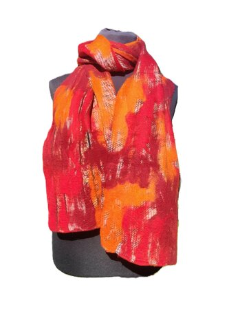 Zijde wol sjaal - oranje rood