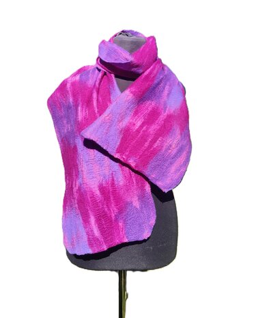 Zijde wol sjaal - fuchsia lila