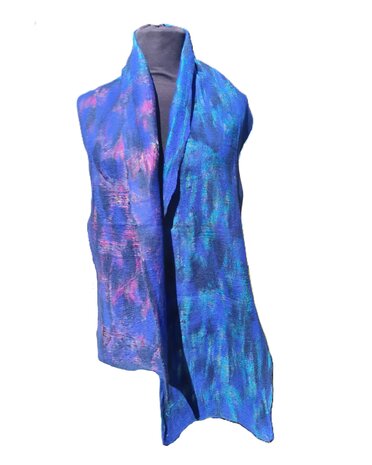 Zijde wol sjaal - blauw paars