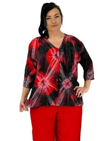 Blouse Denver rood zwart