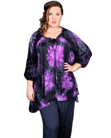 Blouse Dakota paars zwart