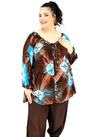 Blouse Dakota bruin turquoise