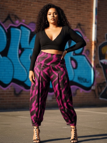 Broek Lia zwart - fuchsia