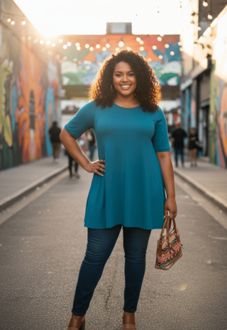 A-lijn shirt korte mouw petrol