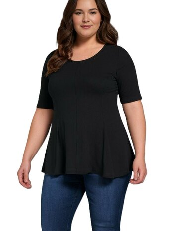 A-lijn shirt korte mouw zwart