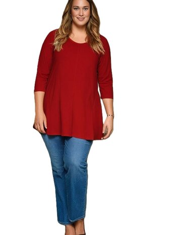 A-lijn shirt 3/4 mouw donker rood