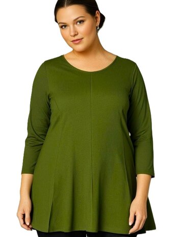 A-lijn shirt 3/4 mouw olijf groen