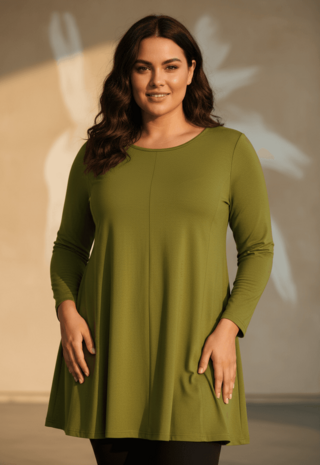 A-lijn shirt 3/4 mouw olijf groen