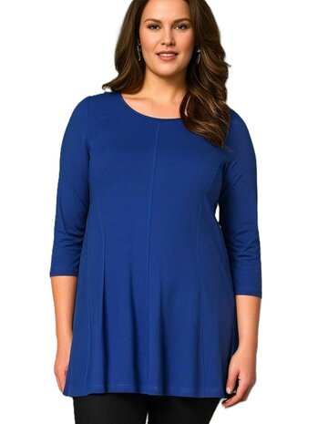 A-lijn shirt 3/4 mouw-kobalt-blauw