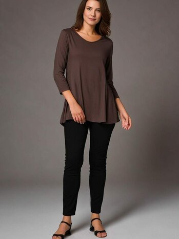 A-lijn shirt 3/4 mouw bruin