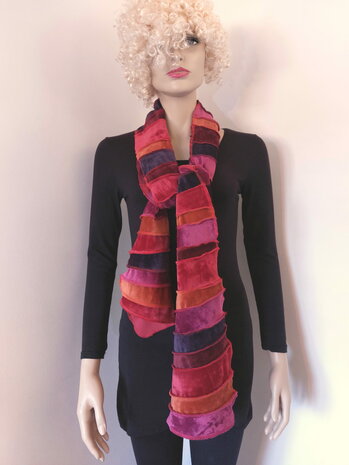 fluwelen sjaal rood roest fuchsia aubergine - Liz 