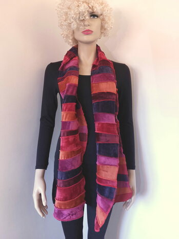 fluwelen sjaal rood roest fuchsia aubergine - Liz 