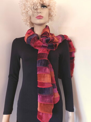 fluwelen sjaal rood roest fuchsia aubergine - Liz 