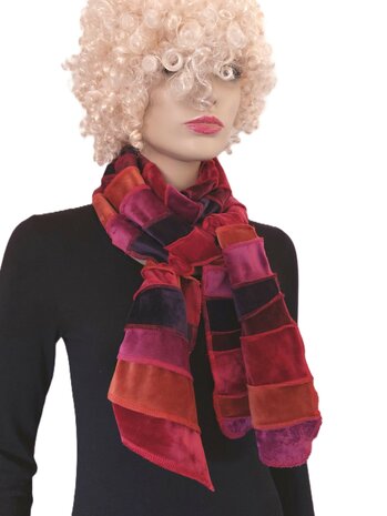 fluwelen sjaal rood roest fuchsia aubergine - Liz 