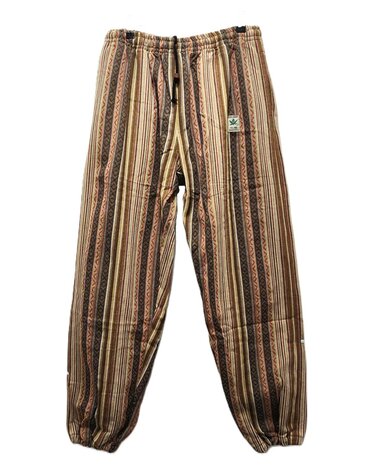 Broek Hennep streep naturel bruin 