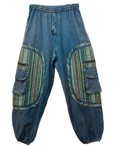 Broek katoen ikat petrol