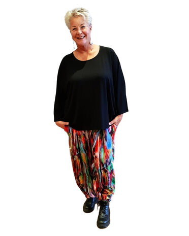 Wijd shirt Mery lang lm zwart