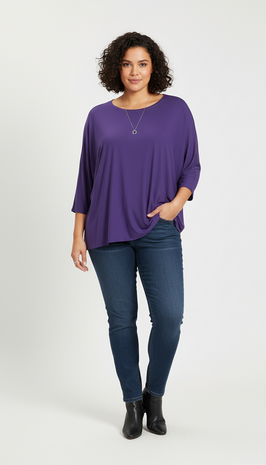 Wijd shirt Mery lang lm donker paars