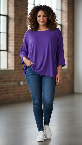 Wijd shirt Mery lang lm paars