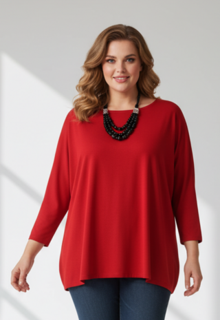 Wijd shirt Mery lang lm rood