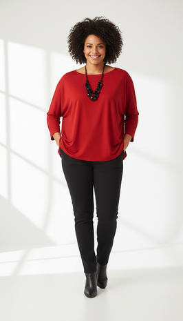 Wijd shirt Mery lang lm rood