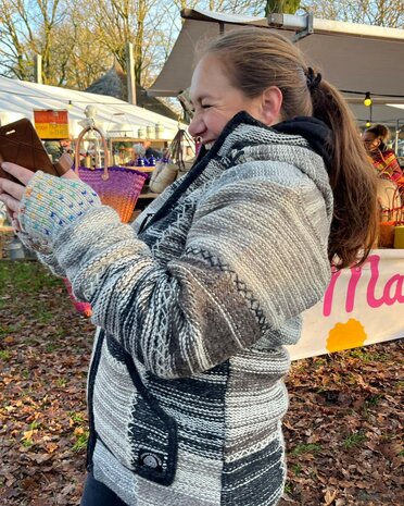 Wollen vest naturel streep