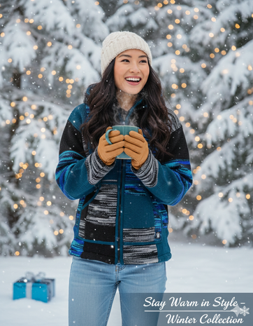 Wollen vest blauw blokken