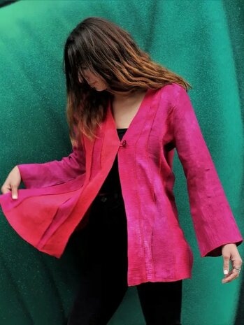 Linnen jasje golven rood - Liz