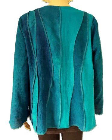 Linnen jasje golven petrol - Liz