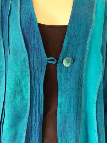 Linnen jasje golven petrol - Liz