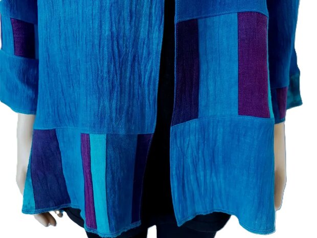 Linnen jasje patch blauw - Liz