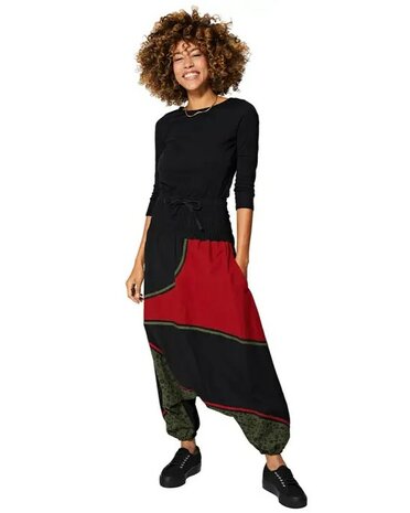 Harembroek katoen rood zwart