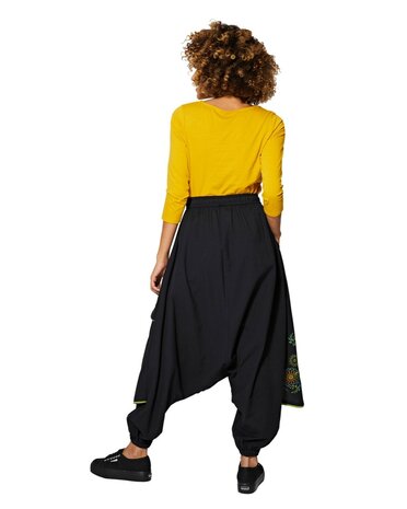 Harembroek katoen flap zwart lime