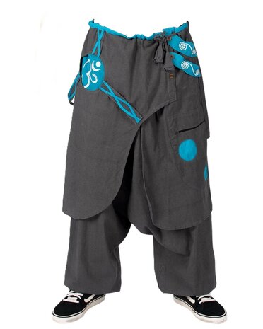 Harembroek 'rokje' grijs blauw