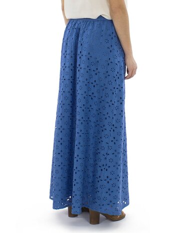 Rok katoen broderie blauw