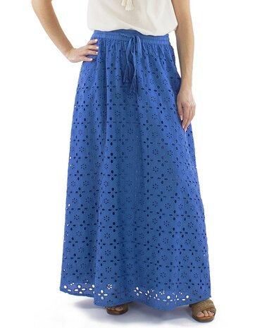 Rok katoen broderie blauw