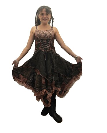 Jurk punten kant oudroze