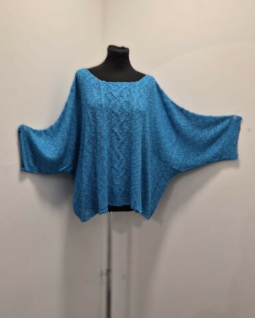 Billy trui Irma kabel - turkis blauw