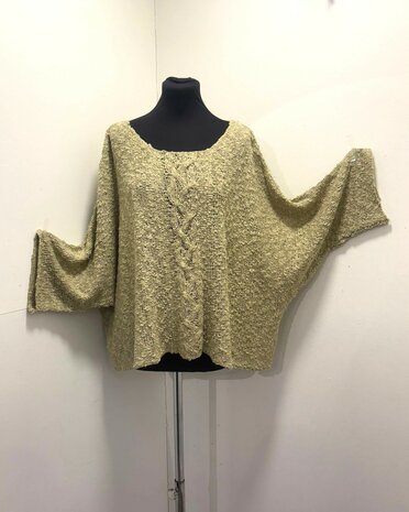 Billy trui Irma kabel - licht kaki