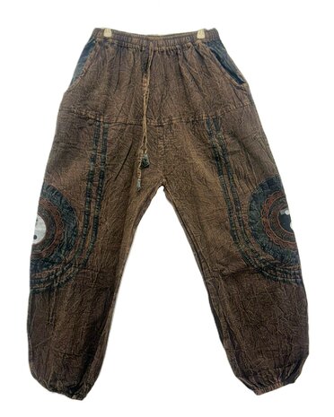 Broek katoen yin yang bruin