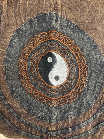 Broek katoen yin yang bruin