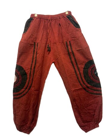 Broek katoen yin yang rood