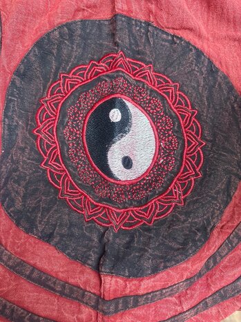 Broek katoen yin yang rood