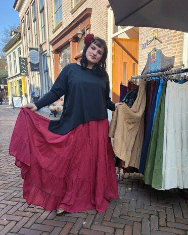 Rok stroken katoen - donker blauw