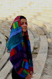 Regenboog sjaal, patchwork baantjes zijde - Liz