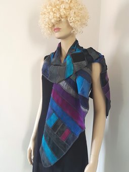 Grijs-blauw-paars-zeegroen viscose sjaal - Liz Grijs-blauw-paars-zeegroen viscose sjaal - Liz