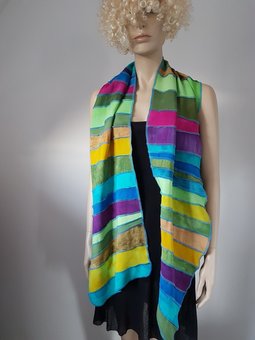 Viscose sjaal groen geel turquoise paars cyclaam - Liz Viscose sjaal groen geel turquoise paars cyclaam - Liz