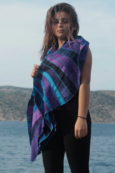 Viscose sjaal, blauw paars - Liz Viscose sjaal, blauw paars - Liz